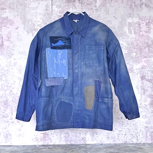 Chaqueta de trabajo vintage reelaborada con parches de boro