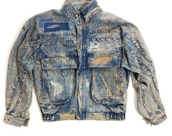 kurtka dżinsowa z recyklingu w stylu patchworku