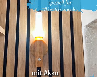 Smart LED battery-powered wall light for acoustic panels – wireless, drill-free and flexible
