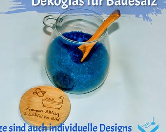 Decorative glass for bath salts with engraving