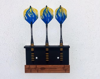 Dart holder 3 compartments 3D with real wood