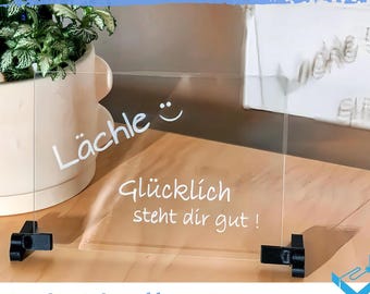 Floating glass sign with engraving – personalized acrylic wall sign | Housewarming & wedding gift | Modern home decor