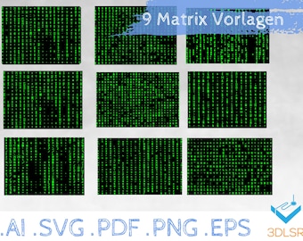 Matrix Design Set – 9 abstract AI graphics for lasers and co