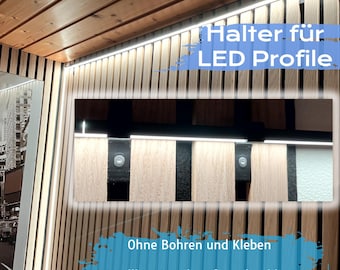 LED profile holder for acoustic panels – stylish, drill-free