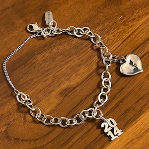 James Avery sterlingzilveren bedelarmband 7 1/4", Melody Heart, bedel 2014