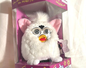 Vintage White Snowball Furby Tomy 1998 WORKING With Green