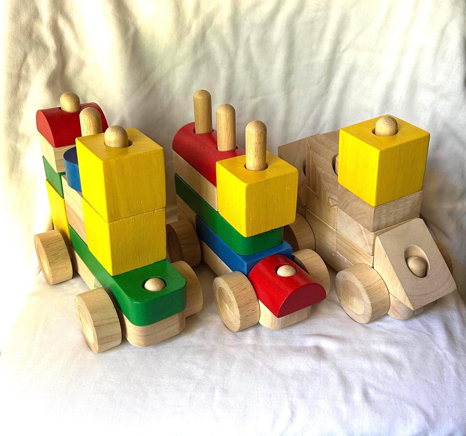 Vintage Wooden Stacking Train Set: 34 Piece Educational Toy - Etsy
