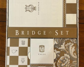 Vintage bridge-cadeauset: scoreblok voor kaarten compleet