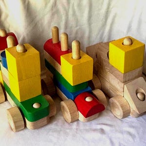Vintage Wooden Stacking Train Set: 34 Piece Educational Toy