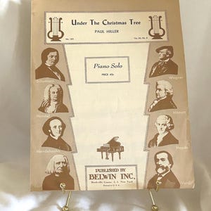 Vintage 1910&#39;s Under the Christmas Tree PIANO bladmuziek Piano Solo door Paul Hiller Gepubliceerd door Belwin, Inc. Gratis verzending