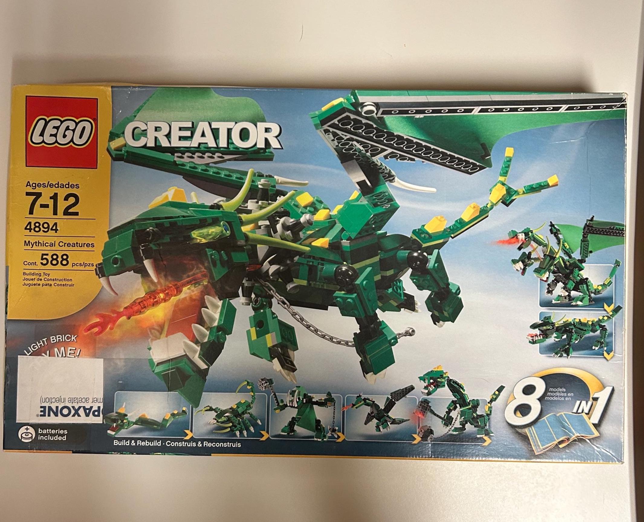 LEGO 4894 Mythical Creatures 8 in 1 2006 used, everything is in the box 588 pcs Ages 7-12