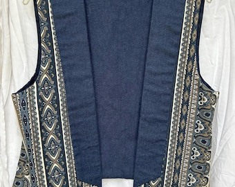 Vintage 90s Handmade Vest: Blue & Green Design, Women's M