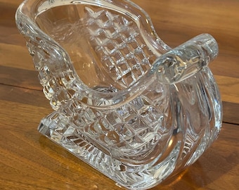 Vintage Cut Glass Sleigh Candy Dish Bowl 7" - Christmas Holiday Decor