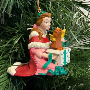 Vintage DISNEY Christmas ornament BELLE 2 3/4&quot; x 2 1/2&quot; Beauty and the Beast Christmas Magic collection tree decoration Great Condition