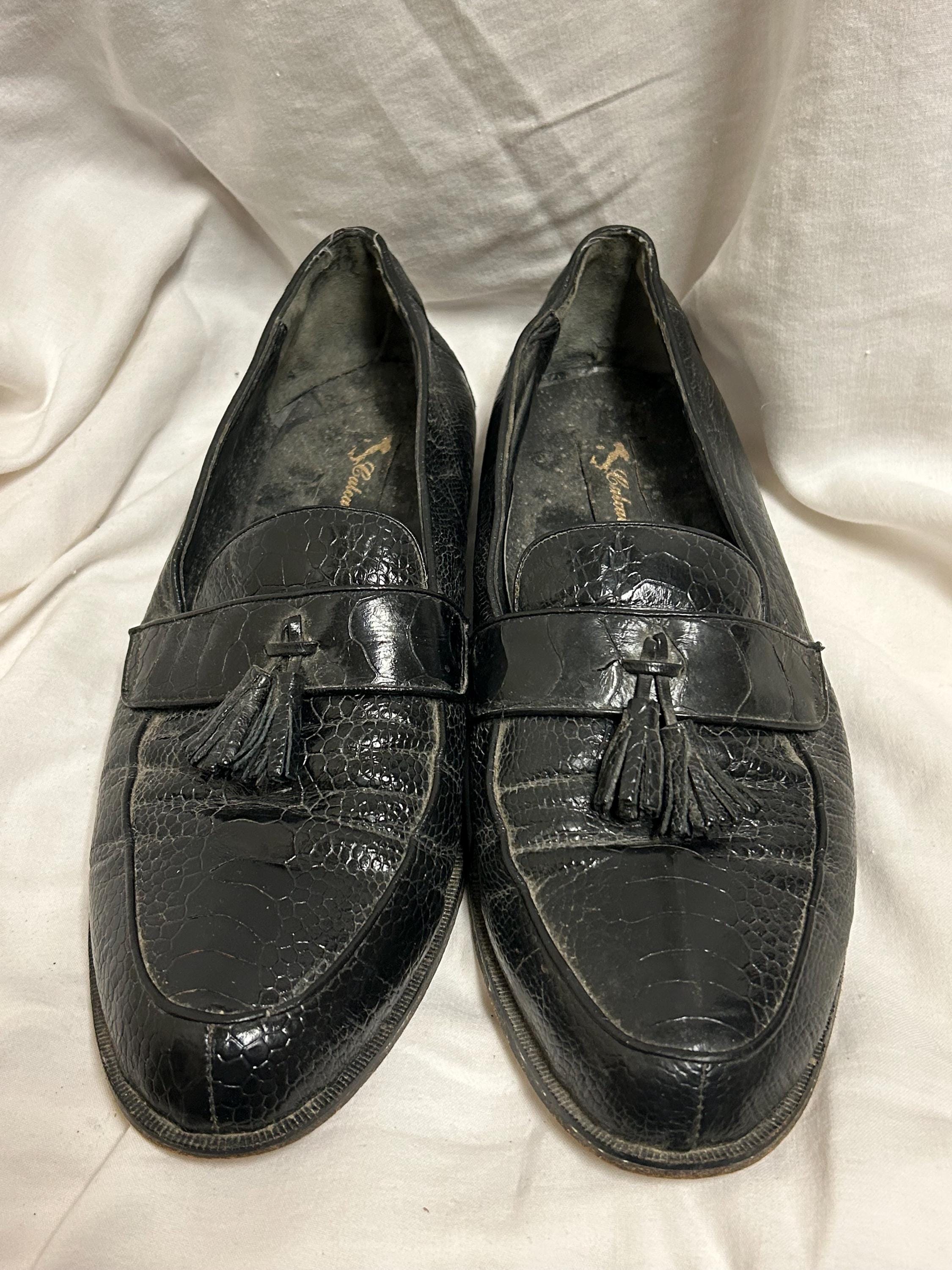 VTG Calcaterra Black Alligator Leather Dress Shoe Amazon.com | Authentic Crocodile Skin Men main image 2
