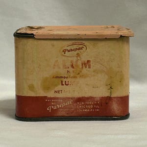 Rare Vintage 1950s Purepac Alum Tin – Empty Ammonium Medicinal Shaving Aid – Fair Condition – Free Shipping
