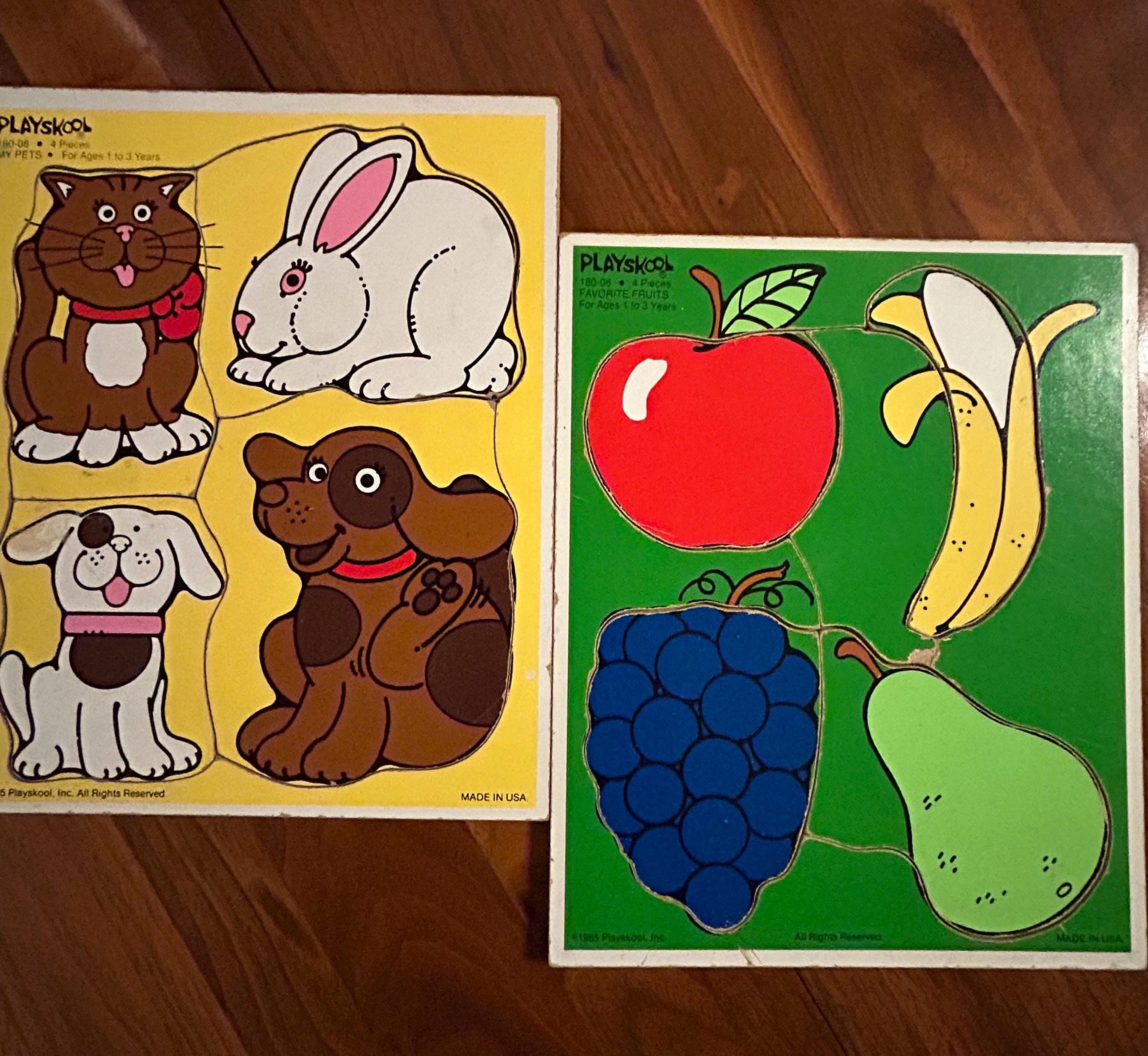 Vintage Playskool Wooden Puzzles 11 1/2