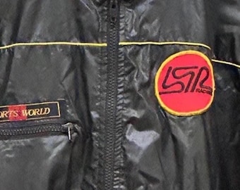 Chaqueta cortavientos vintage LSR Racing - Nylon negro Sports World (M/L)