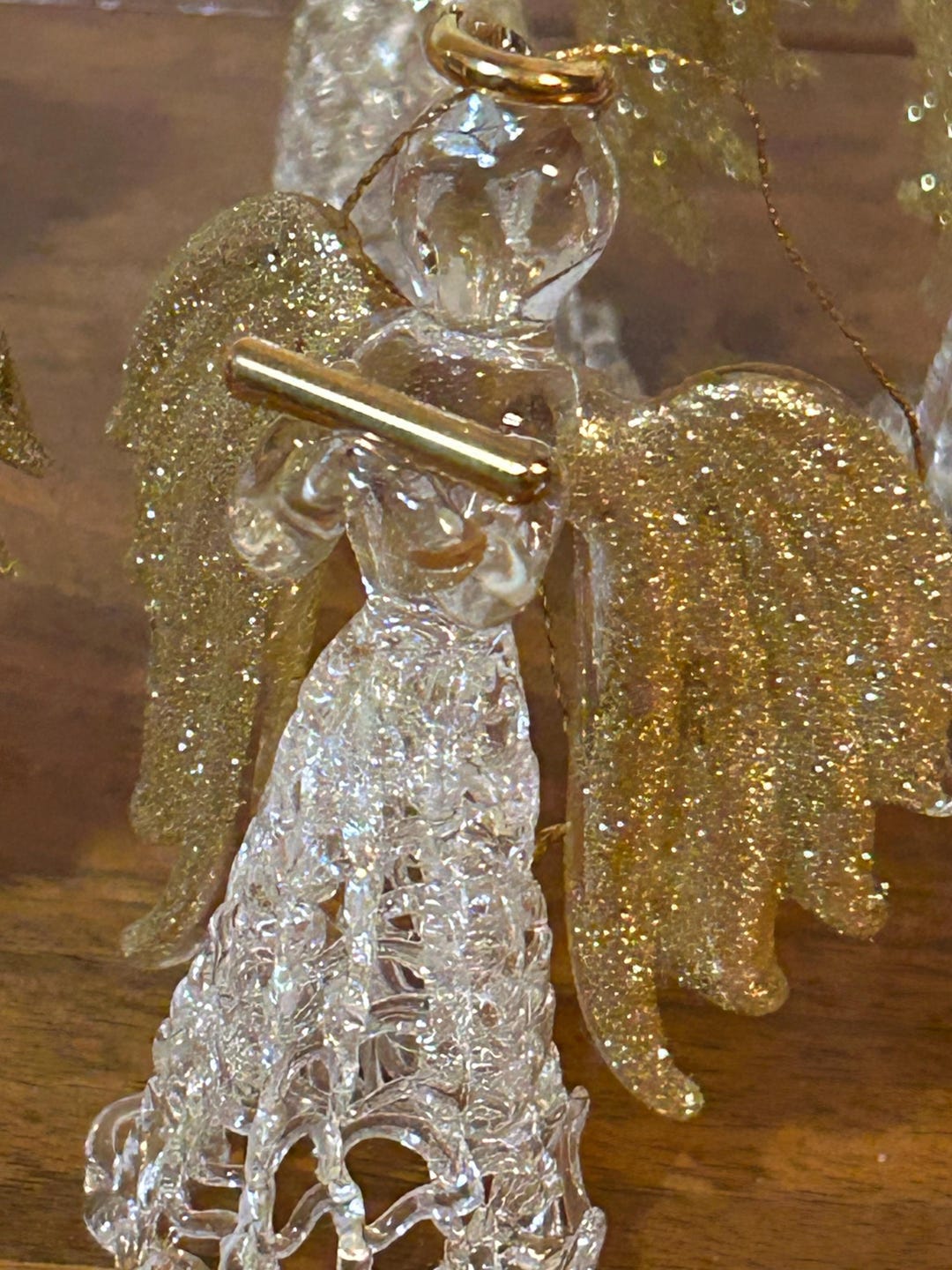 Vintage Glass Angel Ornaments Set of 11 Clear and Gold Christmas Tree ...