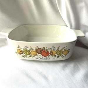 RARE Vintage Corning Ware 1 QT L&#39;Echalote Spice of Life A-1-B Casserole Dish and Lid special stamp under handle Great Condition