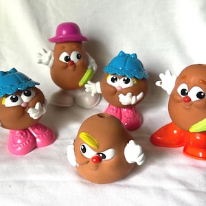 Vintage 1980s Hasbro Potato Head Kids Set – 5 Figures with interchangeable accessories – Play School Toy Collection – Free Shipping
