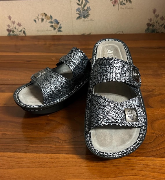 Alegria Leather Double Strap Comfort Sandals Size 38 Blue  display picture 1