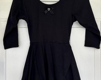 Maillot negro vintage de Jacques Morét: traje de baile con falda y manga larga - Talla infantil grande