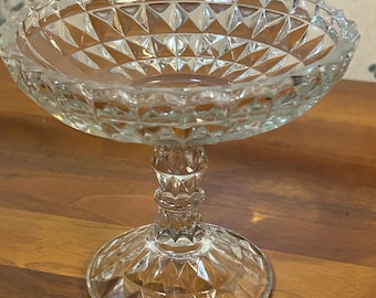Vintage piedestalglas godisskål 13,5 cm hög