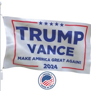 Drapeau Trump Vance 2024 MAGA Make America Great Again bleu Donald Trump blanc