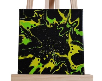 Pintura de Arte Abstracto Original sobre Lienzo 20 x 20 cm - Arte Fluido Colorido para Decorar tu Hogar. Diseño único para un interior moderno.