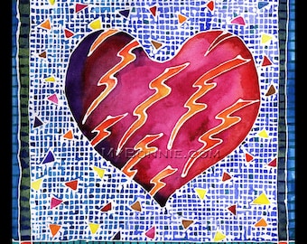 One HEART Can't RESIST. Romantic Valentine. Unique LOVE Painting. Graphic Art. Batik. Decor. Bonnie Gordon-Lucas of My Bonnie Designs