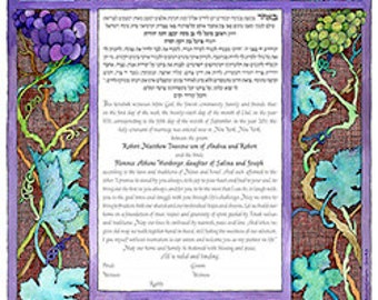 KETUBAH. Grape Harvest. Romantic Wedding CERTIFICATE. Heirloom. Art Nouveau. Blessings. Jewish. Bride & Groom. Interfaith. Same Sex. Love