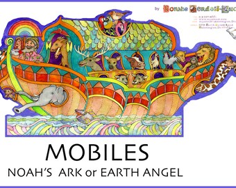 MOBILES to Make & Hang. Noah's ARK or Earth ANGEL. Craft. Children's Activity. Rainy Day Fun. Educational. Child's Birthday. Baby Gift.