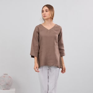 Boxy Linen Top | Linen Blouse for Women | Loose Linen Shirt | Mother&#39;s Day Gift | Linen Clothing