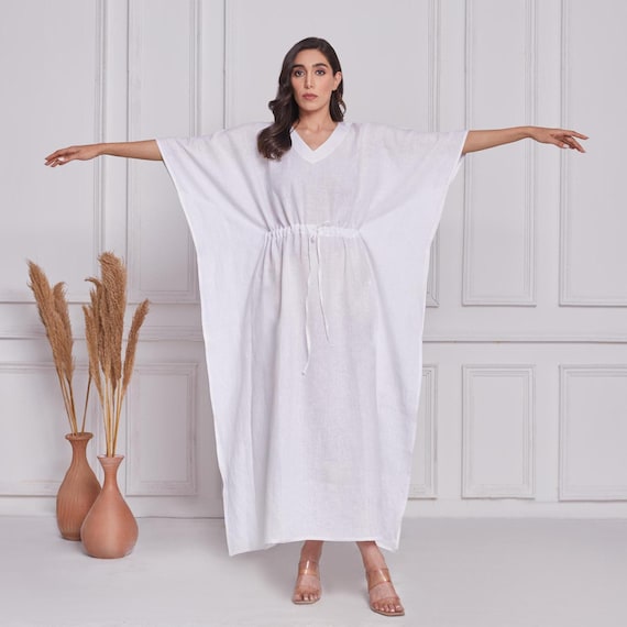 linen shirt dress Tiered linen dress PETRA in Cobalt blue