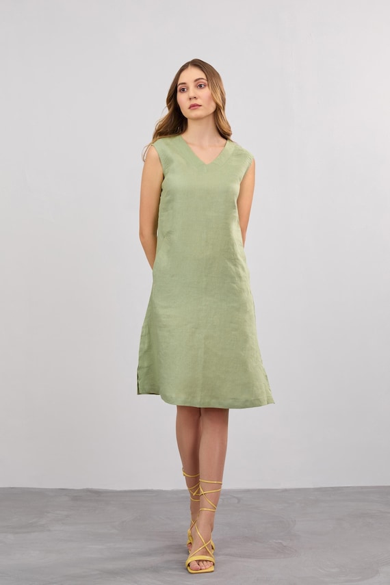 knee length dresses for ladies Winslow Sleeveless Linen Dress | Collared Summer Dress & Cover-Up main image 0