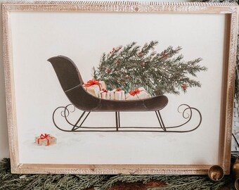 Christmas Sign, Christmas Wood Sign, Christmas Decor, Farmhouse Christmas Decor, Santa Christmas sign, Vintage Christmas, sleigh sign