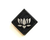 Lotus Magnet Silver Etched Black Glass MosaicTileThe Lotus - Butterfly Project