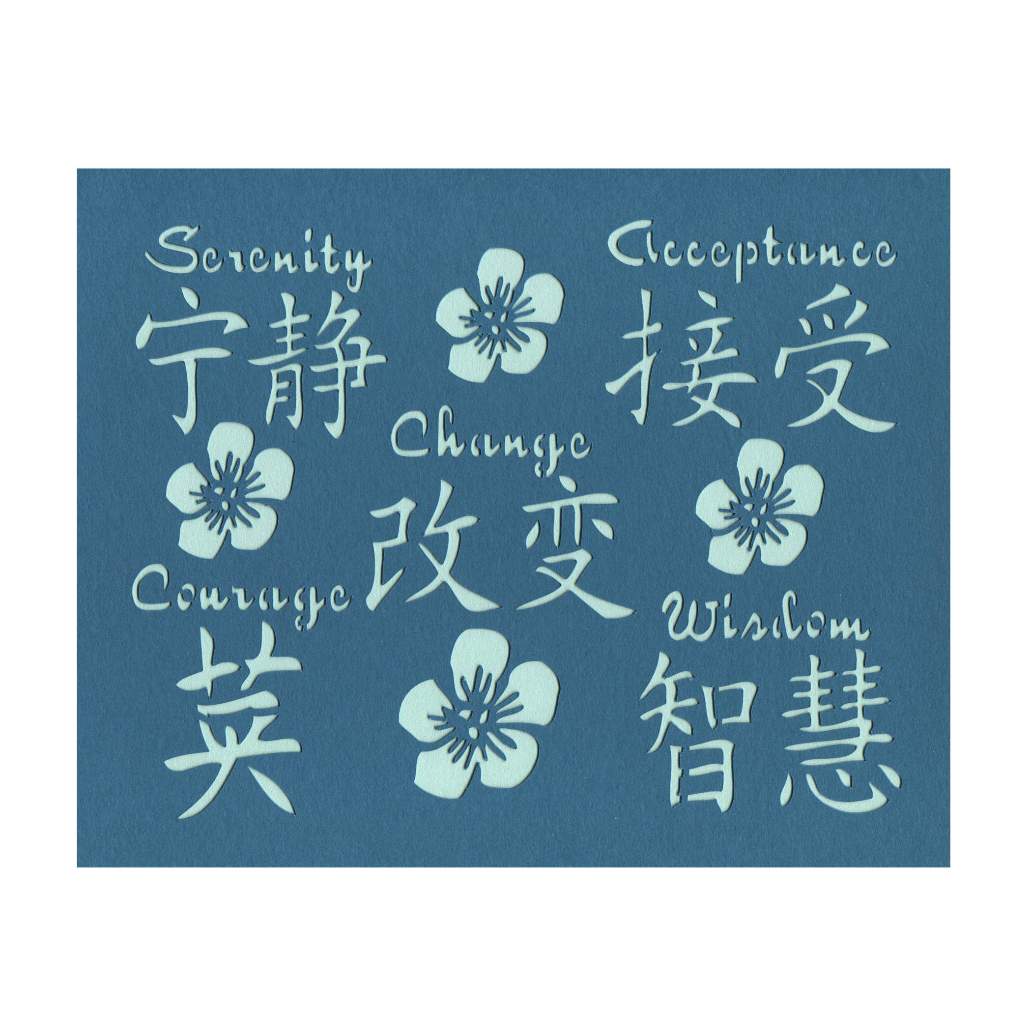 Serenity Prayer in Chinese Symbols Inspirational Art Wall Art Etsy