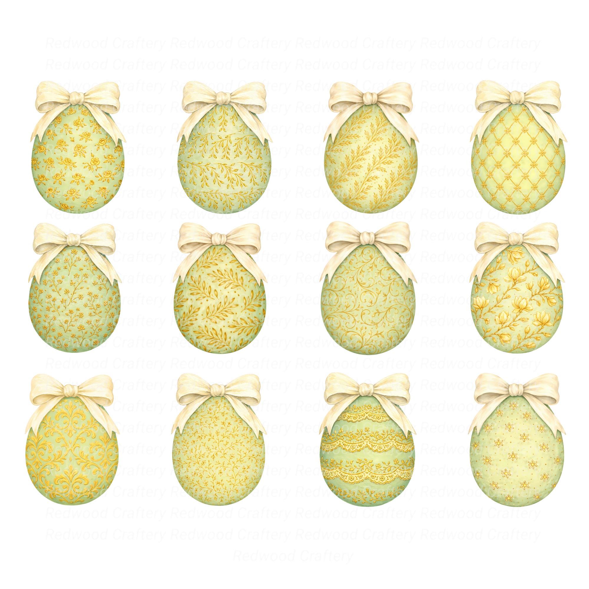 Watercolor Easter Clipart Bundle, 12 PNG Files, Floral Pastel Green ...