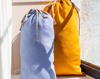 Linen storage bag, Linen laundry bag with strap drawstring,Linen bread keeper bag,Drawstring dust bags,Linen clothing bag,Linen produce bags