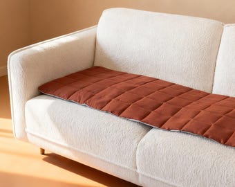 100% Leinen Sofabezug, gesteppter Couchbezug für Hunde, Leinensofaauflage, Leinensofaauflage, Slipcover-Sofabezug, Möbelschutzhaustier