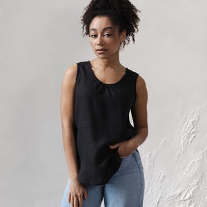 Pure linen top, Linen tank tops women, Linen sleeveless top women, Linen t shirt women, Linen loose top, Basic linen top,Linen top plus size