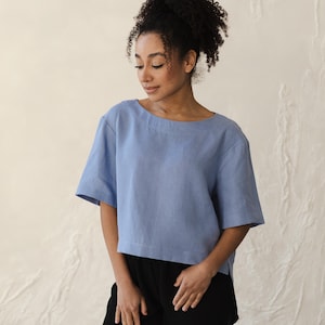 100% Linen crop top women, Linen t shirt women, Linen tank tops women, Linen top plus size, Basic linen top, Linen summer tops for women