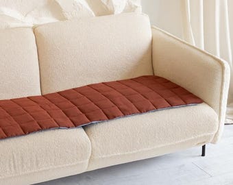 100% Leinen Sofabezug, Gesteppter Couchbezug für Hunde, Leinen Sofabezug, Leinen Sofaauflage, Möbelschutz Haustier