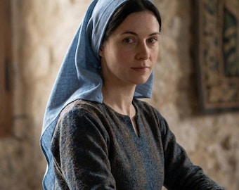 100% linnen hoofddoek, middeleeuwse linnen sluier, Viking hoofddoek, historische hoofdbedekking, LARP-kostuumsjaal renaissance