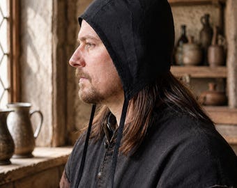100% Leinen Coif Cap, Mittelalterliche Renaissance Kopfbedeckung, historische Kostüme Mütze
