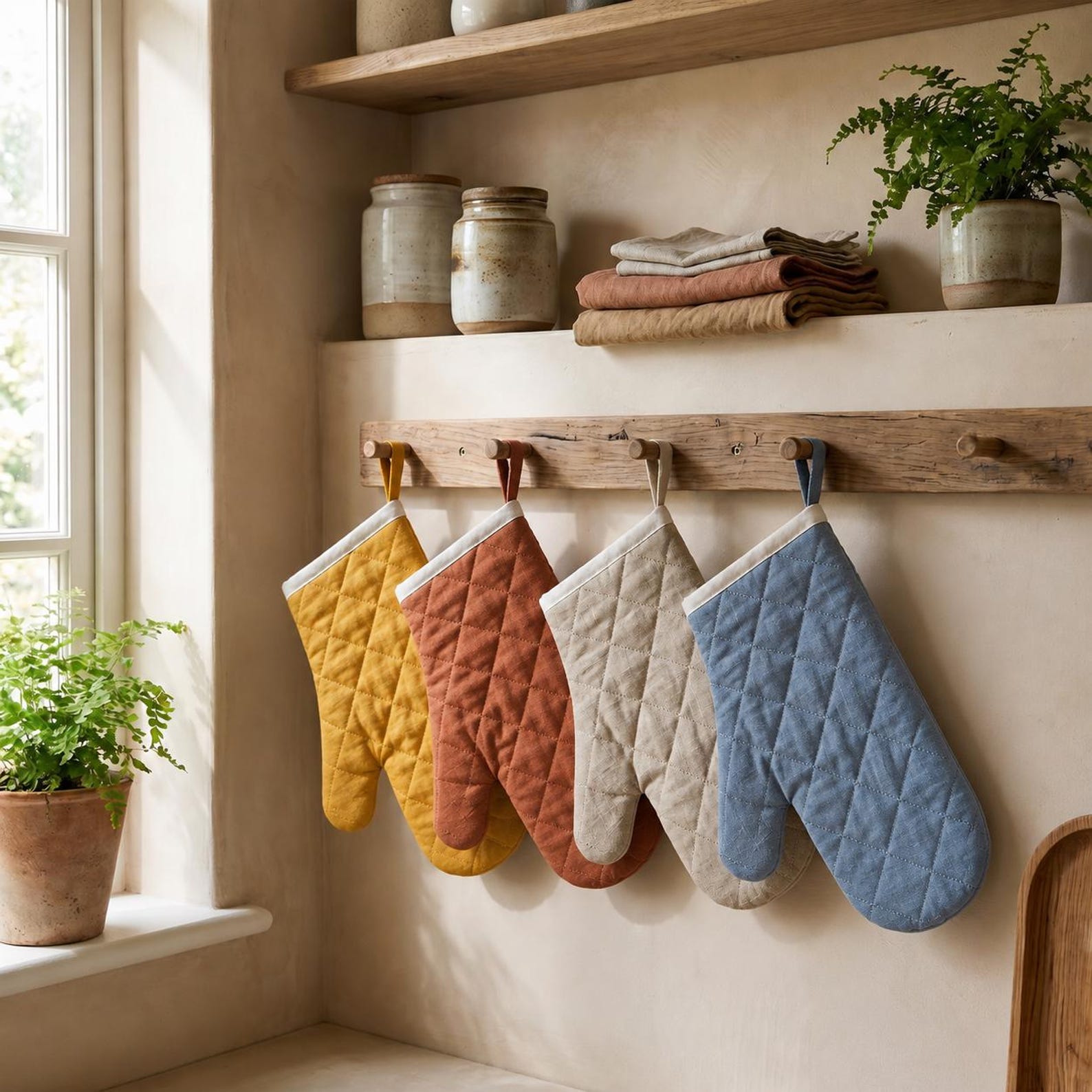 100% Linen Quilted Oven Mitt