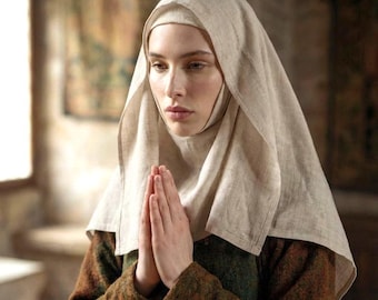 Medieval 100% Linen Wimple and Veil, Linen Nun Veil, Historical Head Covering, Renaissance Wimple, SCA LARP Costume Headwear
