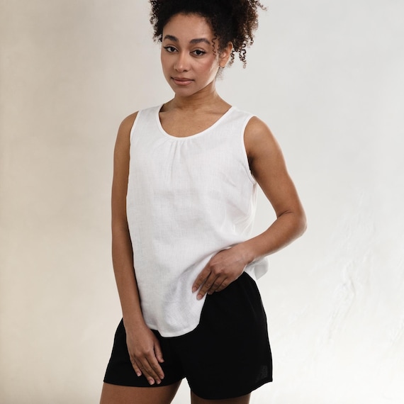 100% Linen tops women, Natural linen top, Linen sleeveless top women, Linen t shirt women, Linen summer tops for women, Loose linen blouse